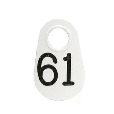 Bock's White Nylon Numbered Identification Tags, 1-100, Single Tag - Pet's Shop