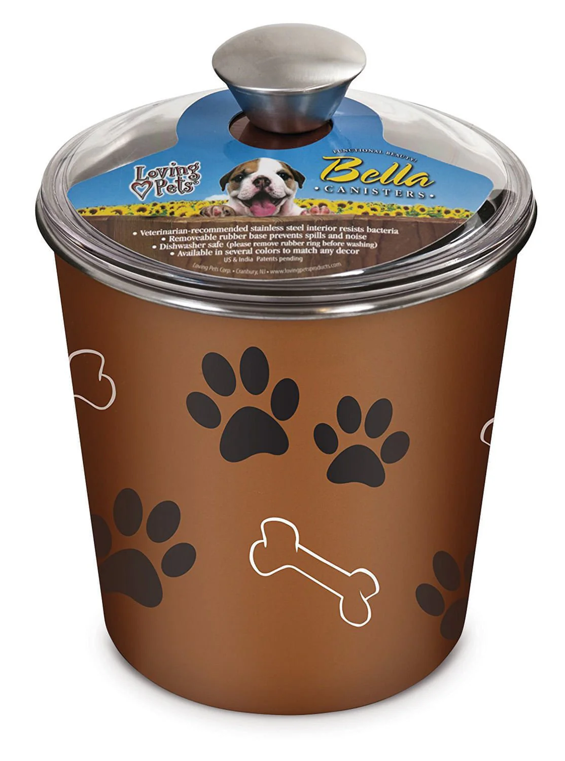 Loving Pets Bella Dog and Cat Treat Canister, Copper - Pet's Shop