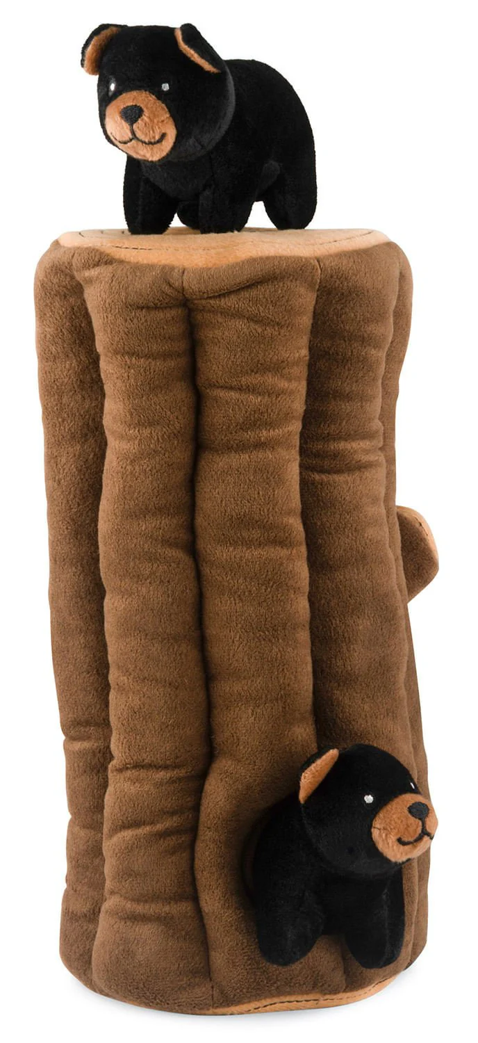 Zippy Burrow 4 Piece Black Bear Log Dog Toy - Pet's Shop