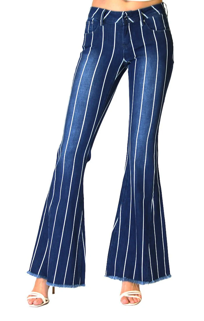 Grace in LA Stripe Flare Jeans - Pet's Shop
