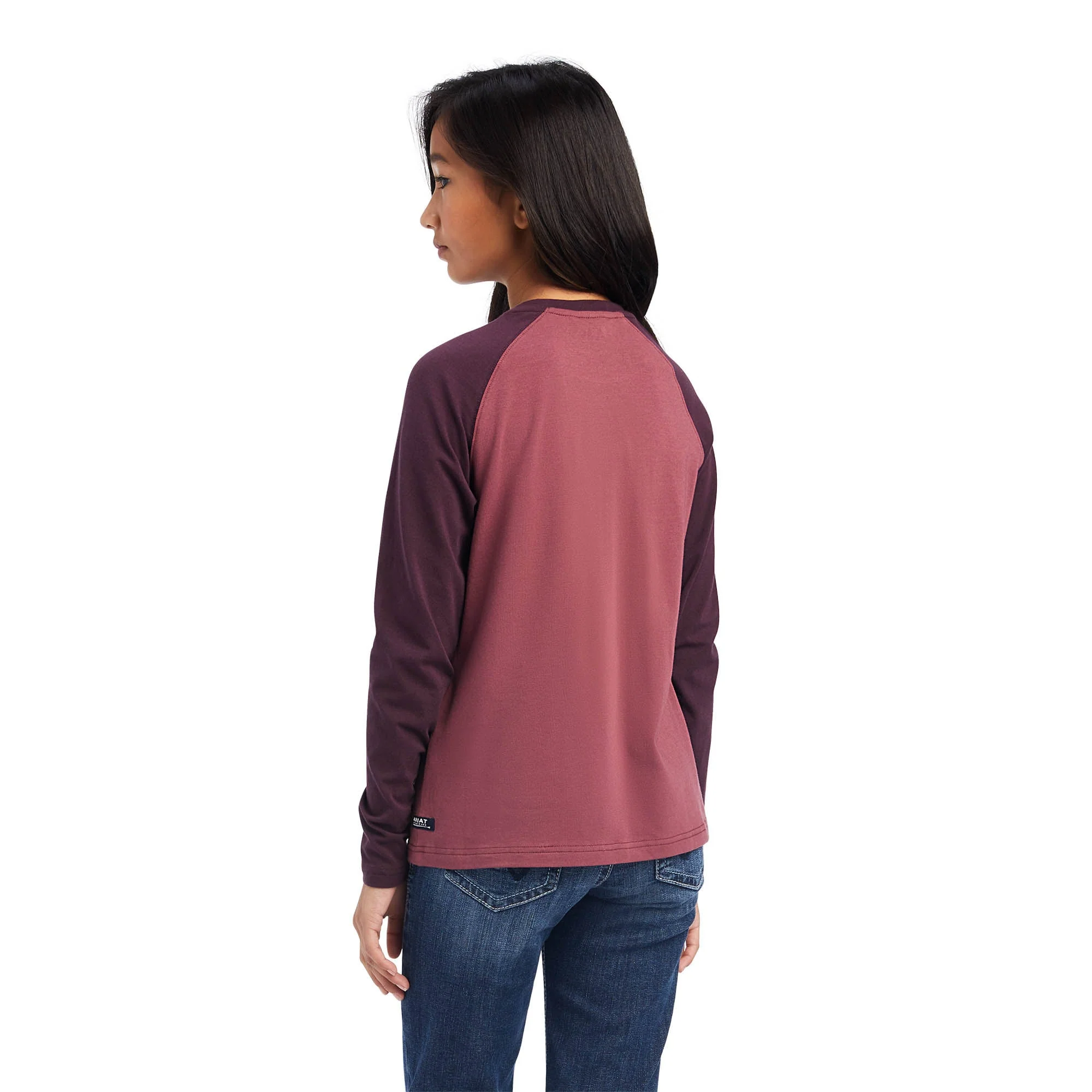 Ariat Girls Varsity Longsleeve T-Shirt, Mulberry/Rose - Pet's Shop