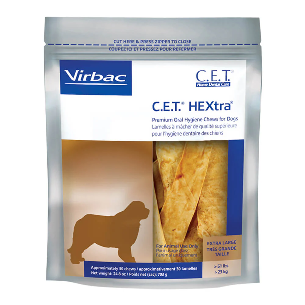 Virbac C.E.T. HEXtra Premium Dental Oral Hygiene Chews for Dogs, 30 ct - Pet's Shop