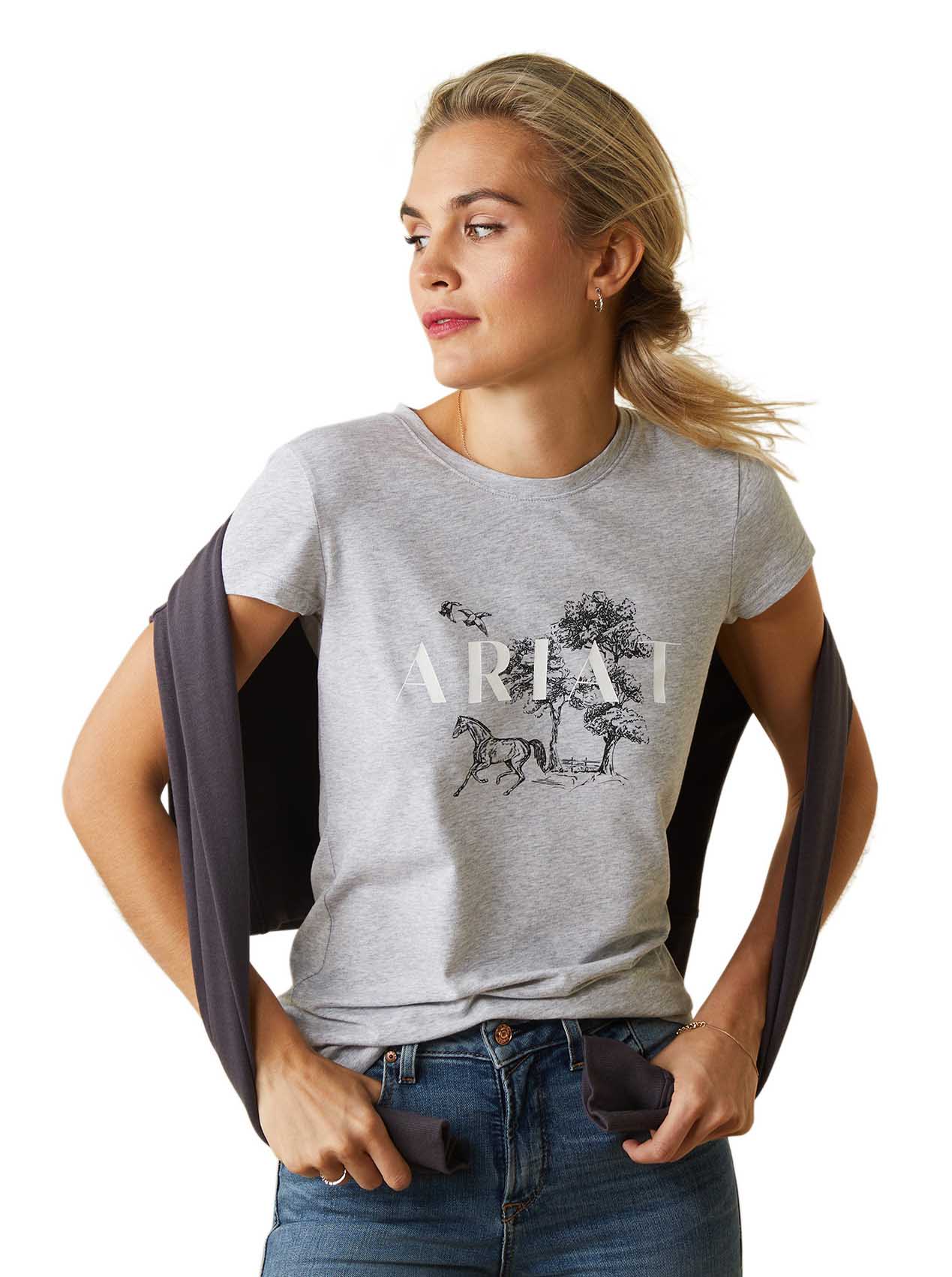 Ariat Women's Toile Scene T-Shirt, Heather Gray - Pet's Shop