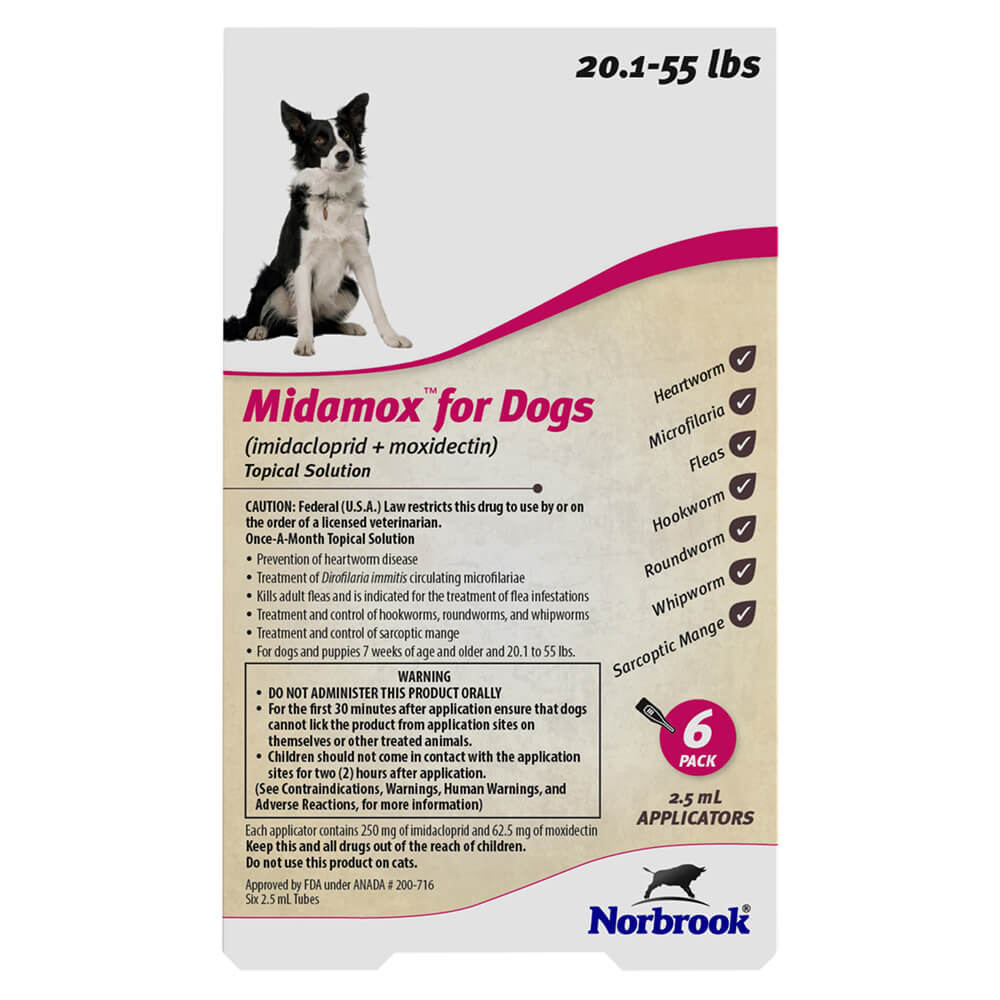Midamox (imidacloprid + moxidectin) Once-A-Month Topical Solution for Dogs, 6 Pack - Pet's Shop