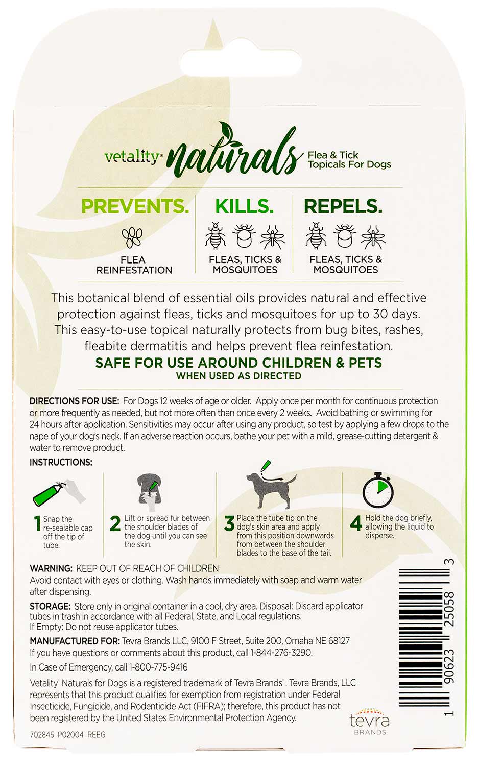 Vetality Naturals Flea & Tick Topicals for Dogs, 3-pk - Pet's Shop