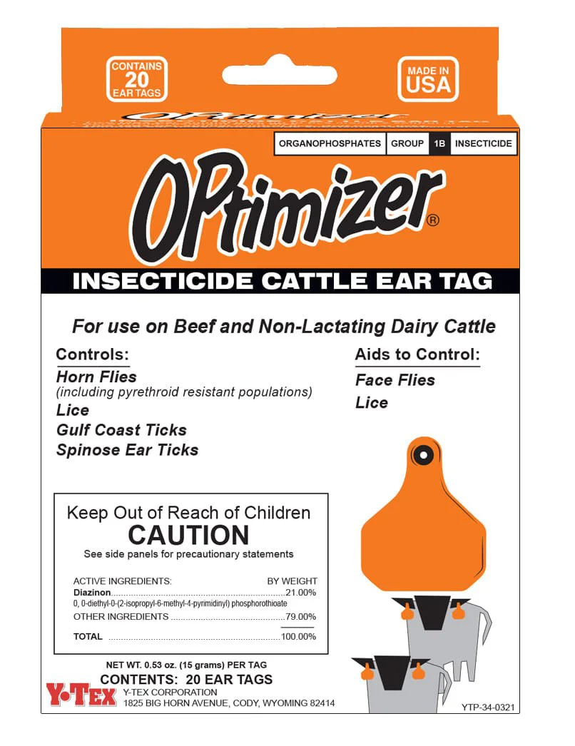 OPtimizer Insecticide Cattle Ear Tags, 20 ct - Pet's Shop