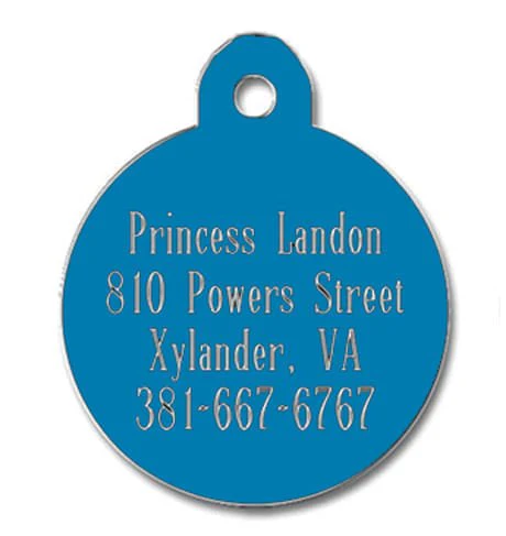 Large Circle Custom Personalized Dog Tag, Blue - Pet's Shop