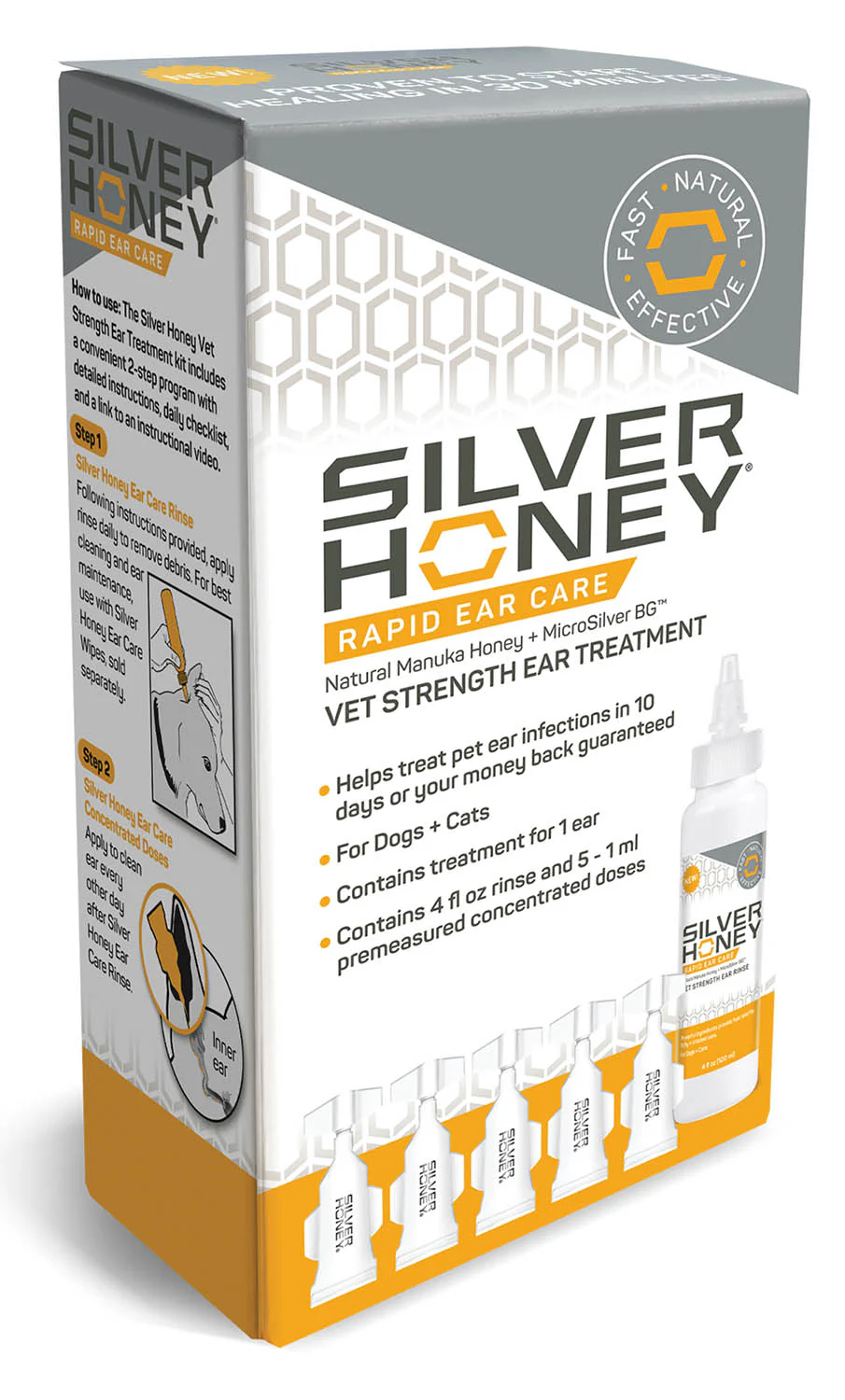 Silver Honey Rapid Ear Care Vet Strength Ear Treatment Rinse + Concentrated Doses - Pet's Shop