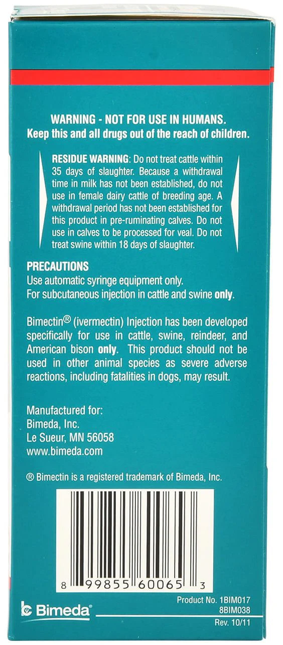 Bimectin Injection (1%) Cattle & Swine Dewormer - Pet's Shop