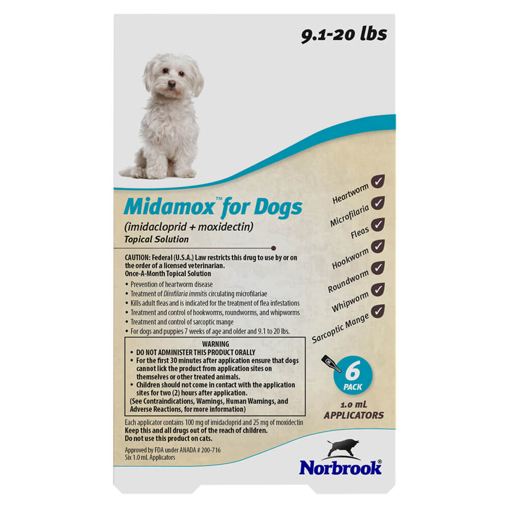 Midamox (imidacloprid + moxidectin) Once-A-Month Topical Solution for Dogs, 6 Pack - Pet's Shop