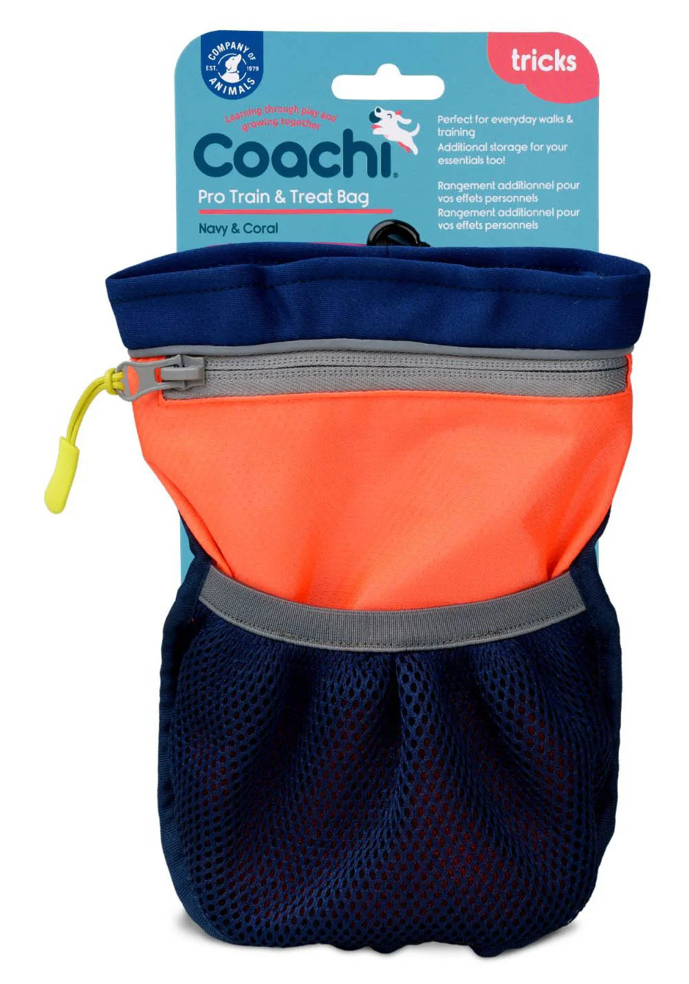 Coachi Pro Train & Treat Bag, Navy & Coral - Pet's Shop