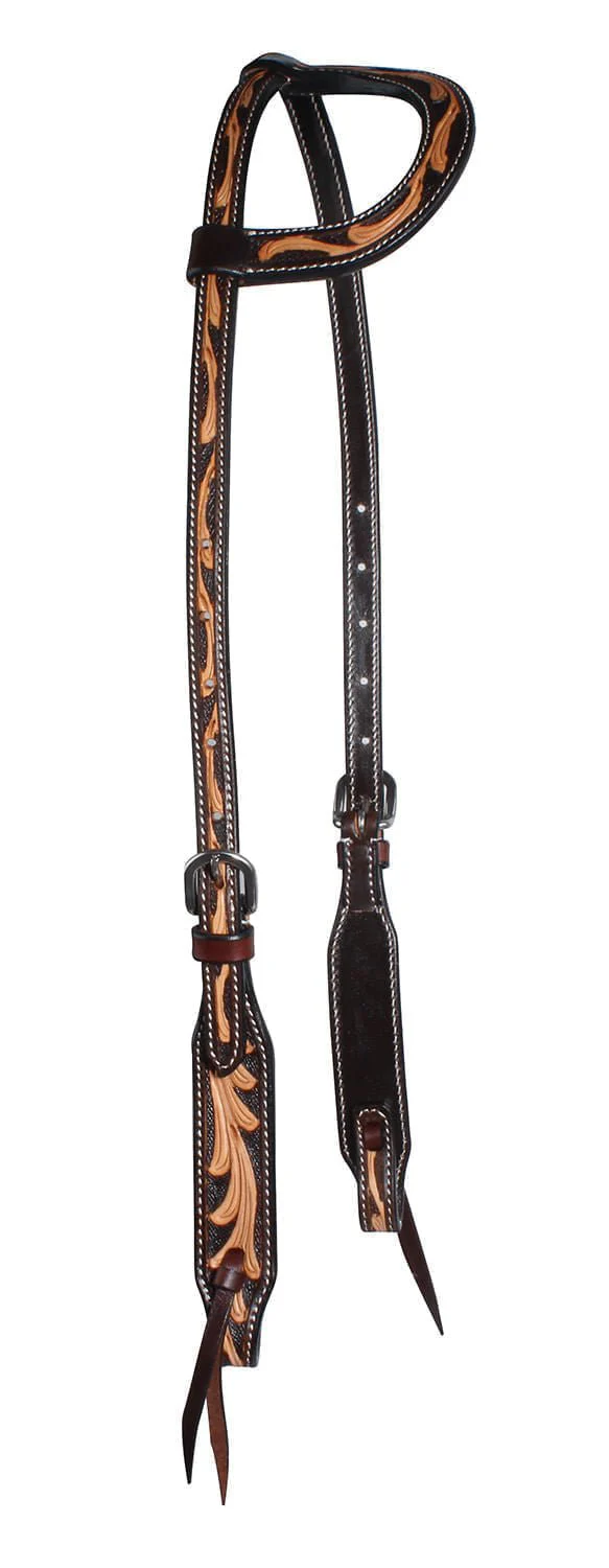 Professional's Choice Floral One Ear Headstall, Brown - Pet's Shop