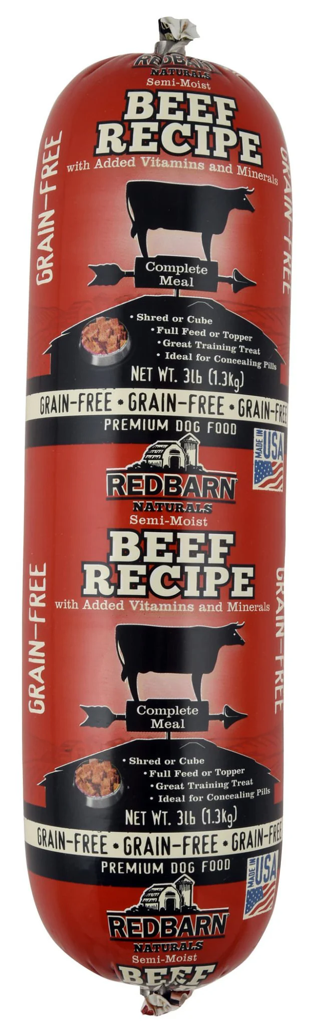 Redbarn Naturals Grain-Free Beef Recipe Dog Food Roll, 3 lb - Pet's Shop