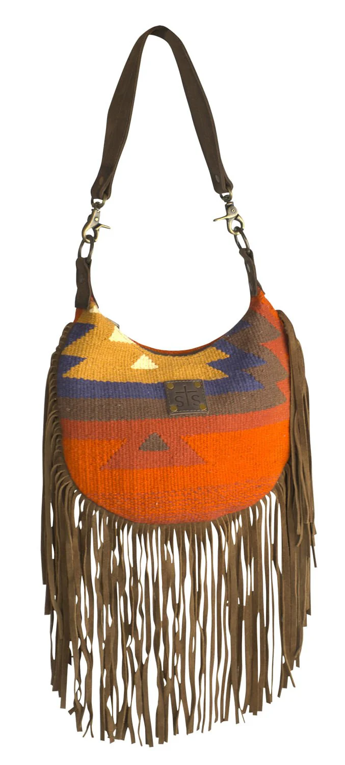 STS Crimson Sun Nellie Western Fringe Leather Trim Purse - Pet's Shop