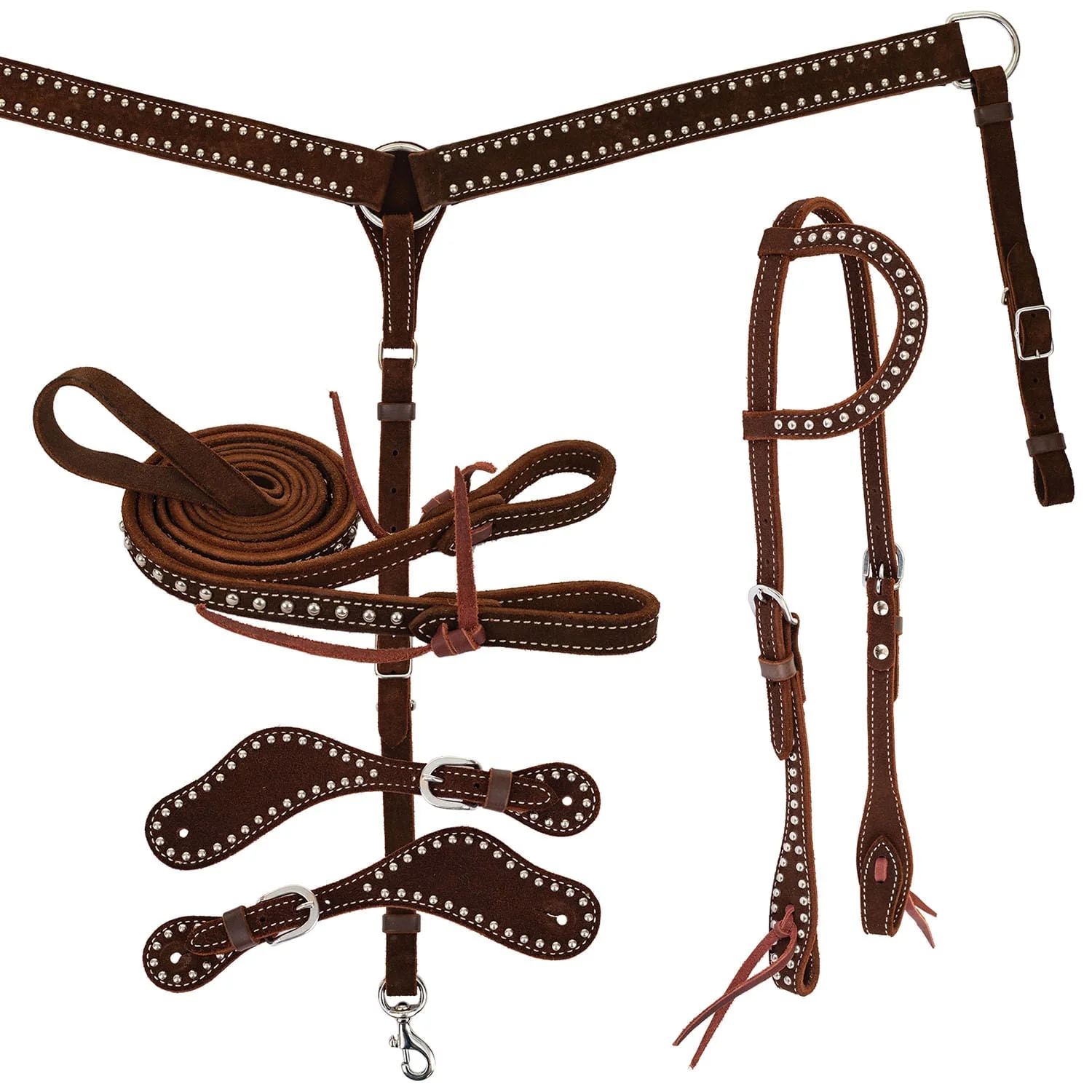 Diamond R Roughout & Spots One Ear Headstall Tack Set, Full - Pet's Shop