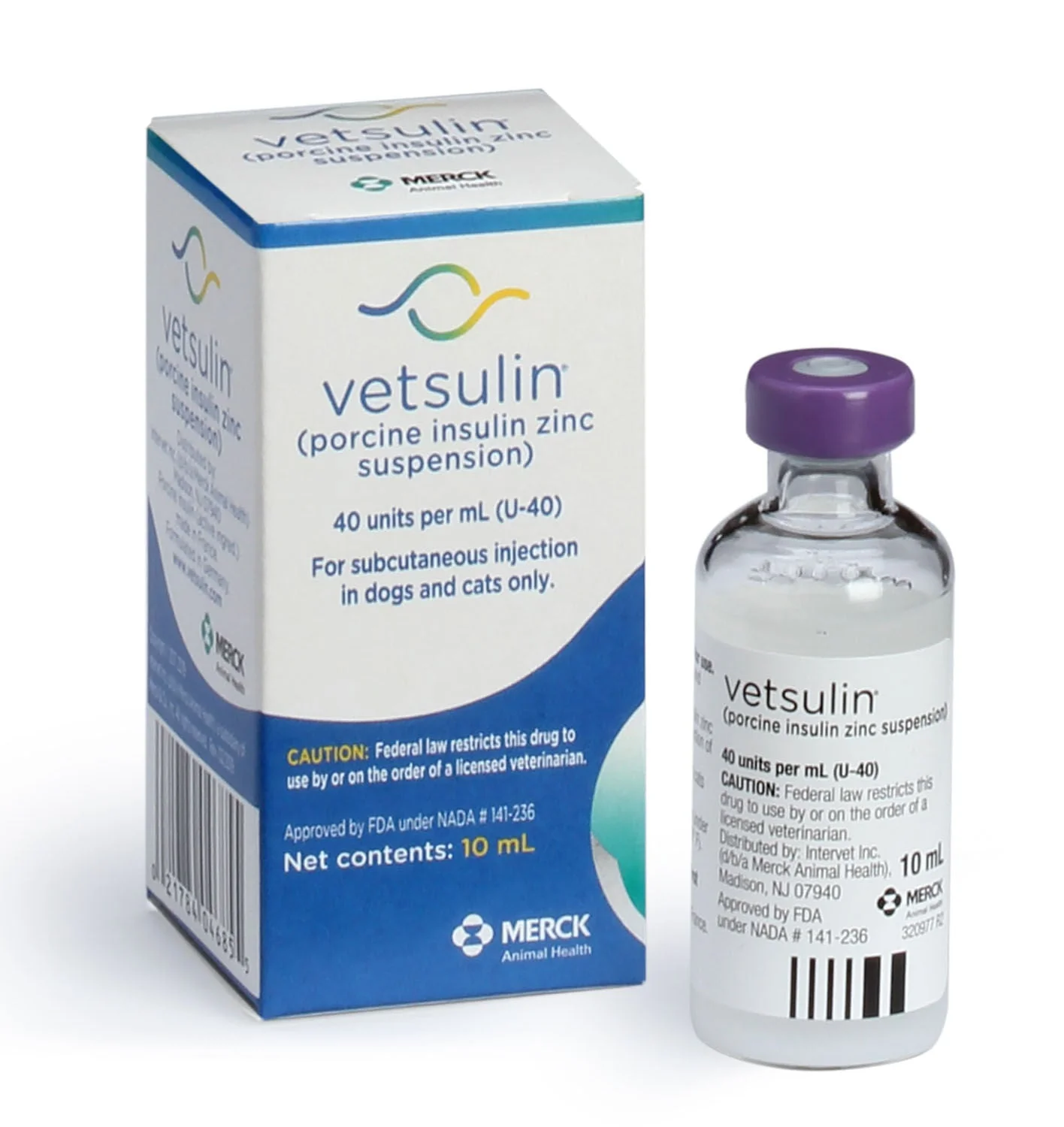 Rx Vetsulin (porcine insulin zinc suspension) for Dogs & Cats, 40 units/mL Injectable, 10 mL - Pet's Shop