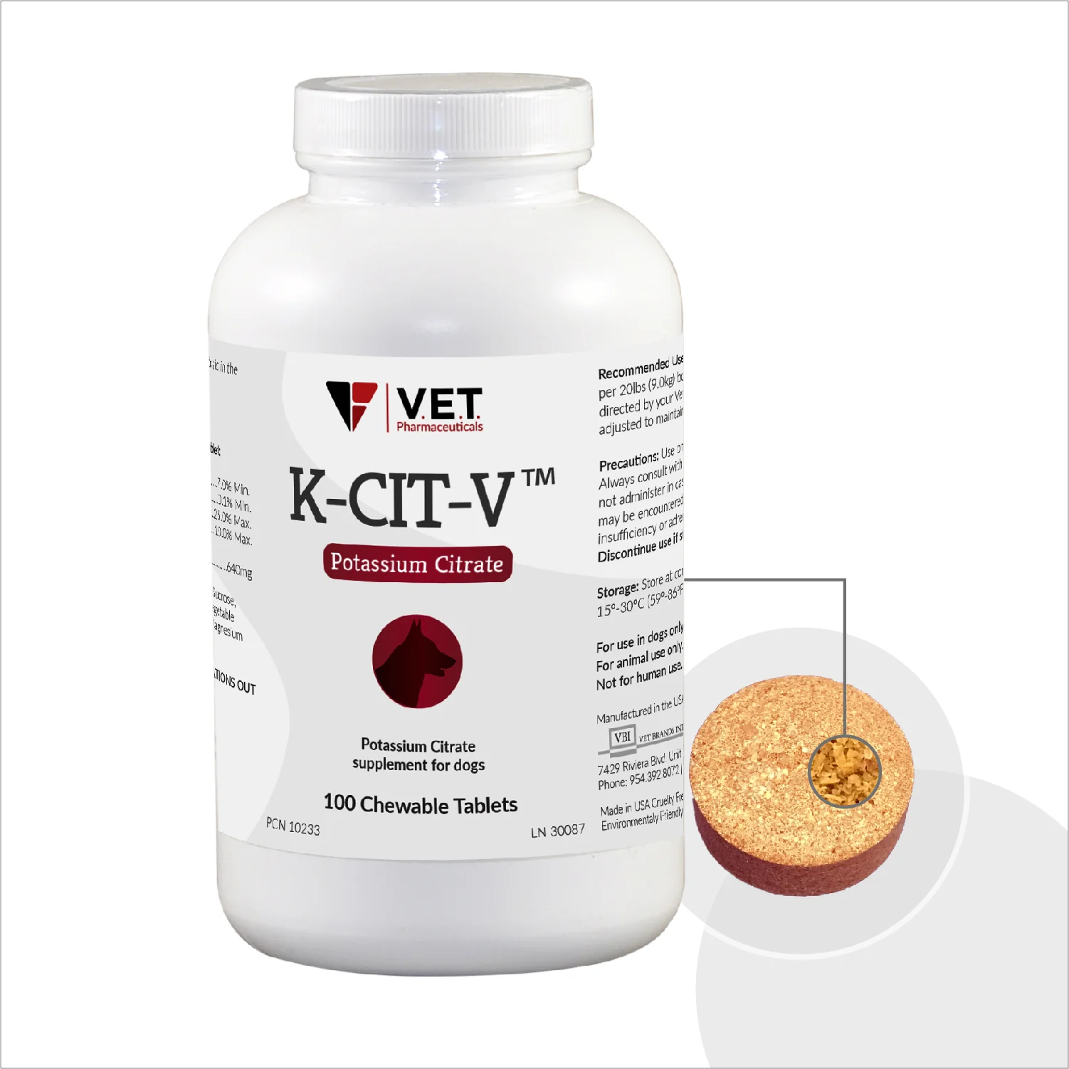 K-CIT-V Potassium Citrate plus Cranberry, Chewable Tablets, 640mg, 100 ct - Pet's Shop