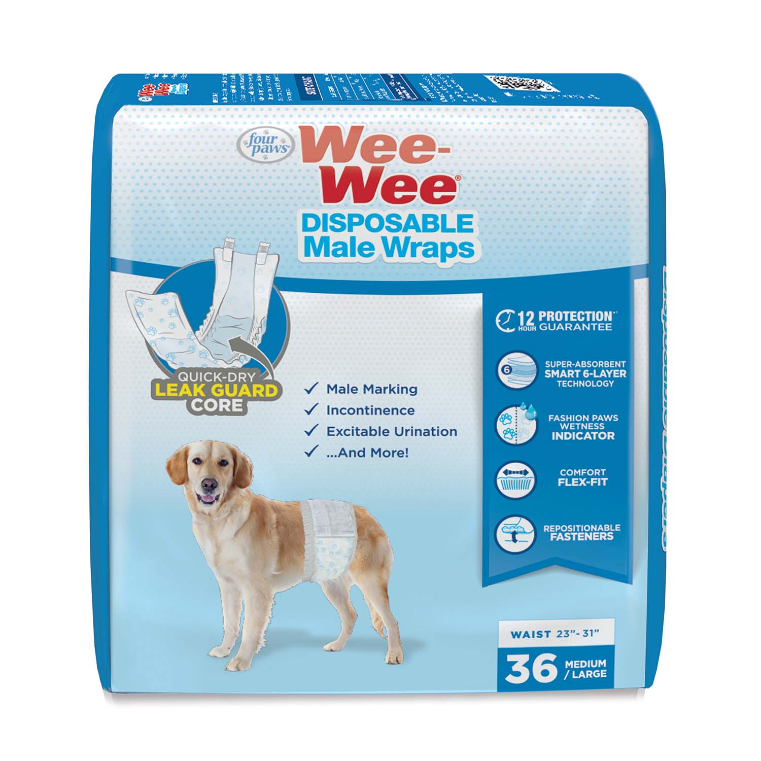 Wee-Wee Disposable Male Dog Wraps - Pet's Shop
