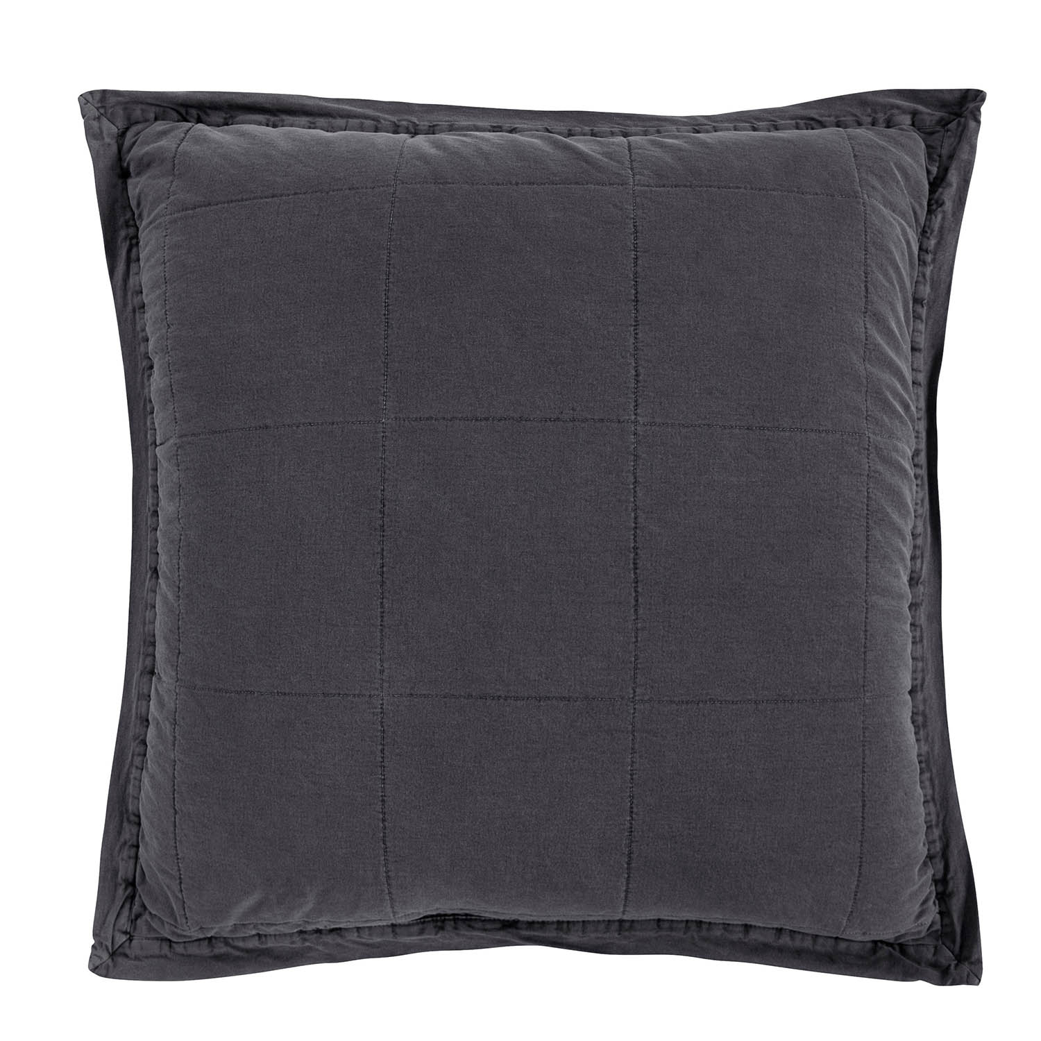 Stonewashed Cotton Quilted Velvet Euro Sham, Gray - Pet's Shop