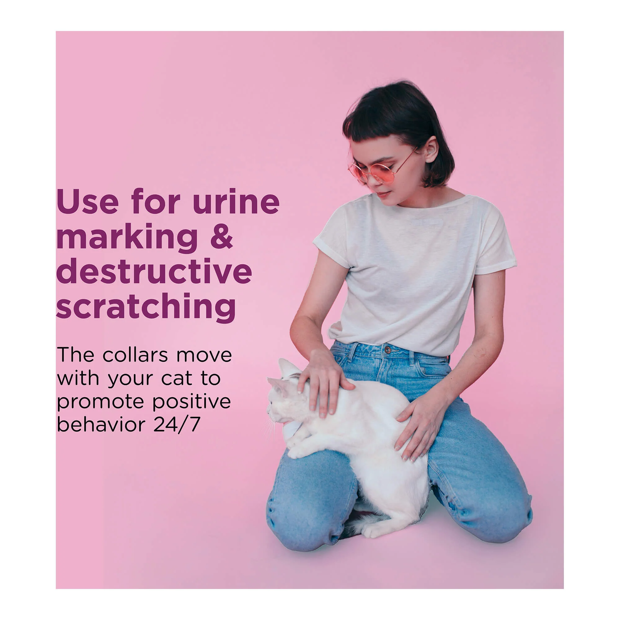 Comfort Zone Cat Calming Pheromone Collar, Anxiety & Stress Relief Aid, Breakaway Design, White - Pet's Shop