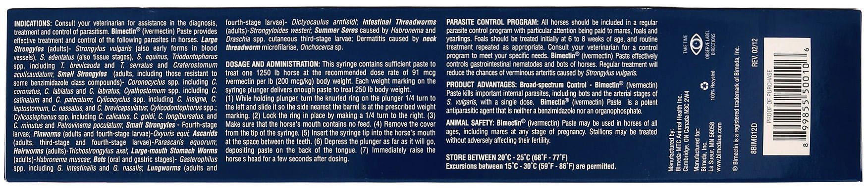 Bimectin Paste Horse Dewormer, 1-dose - Pet's Shop