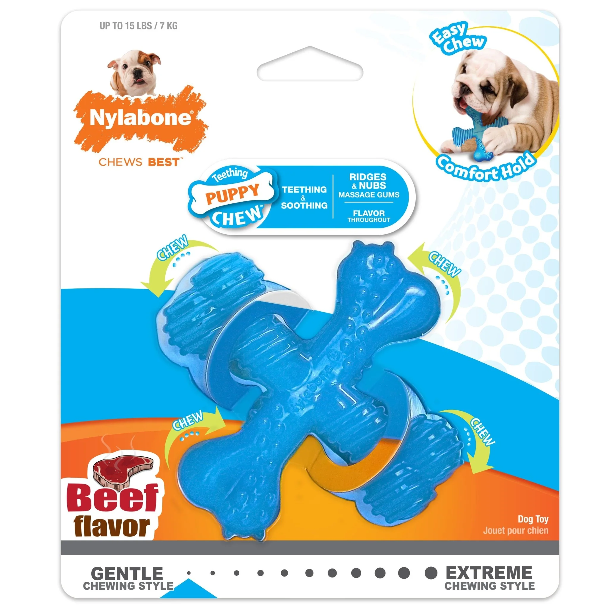 Puppy Chew X Bone Chew Toy, Beef, Small/Regular, Up to 25 Ibs. - Pet's Shop