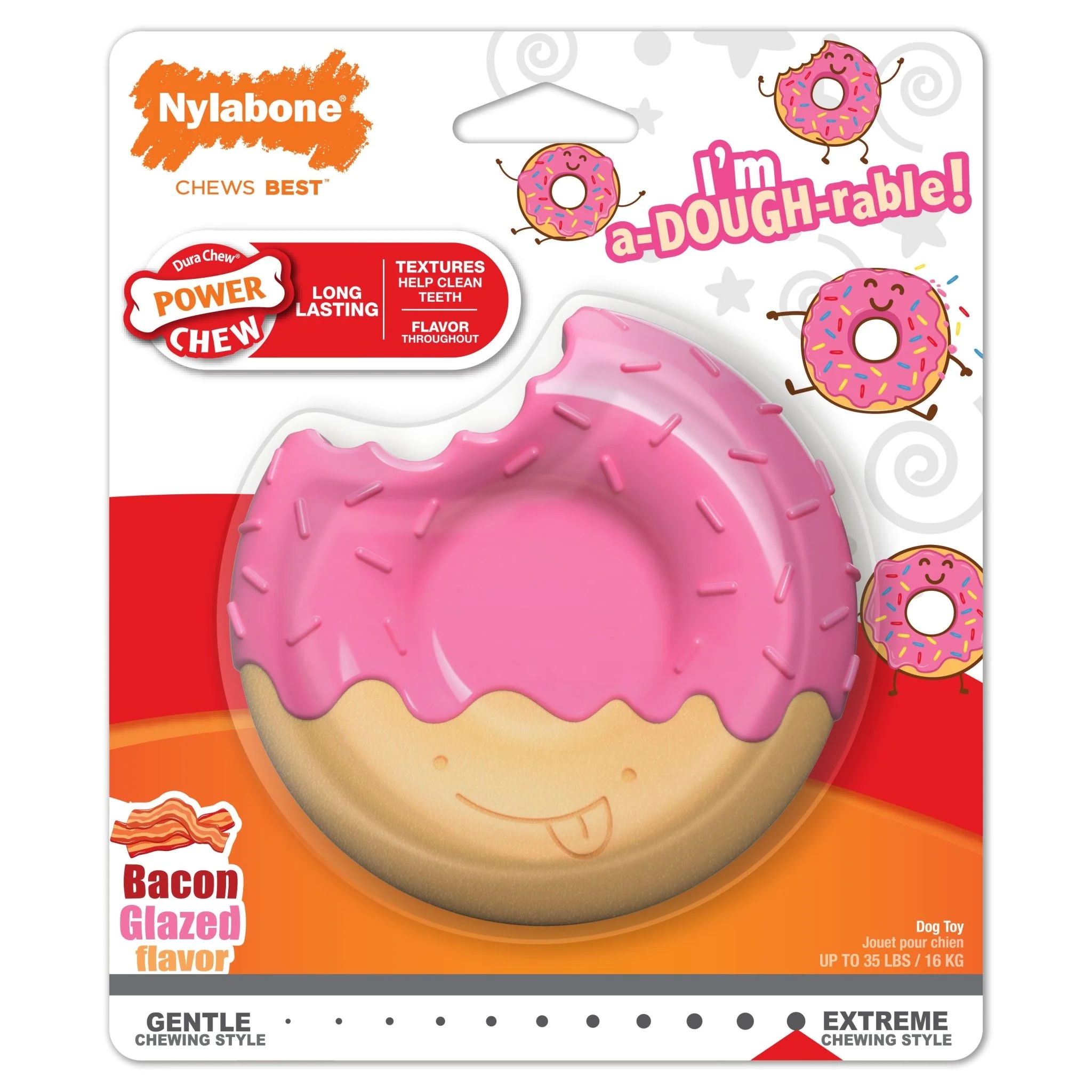 Power Chew Donut Dog Toy, Bacon Glazed - Pet's Shop