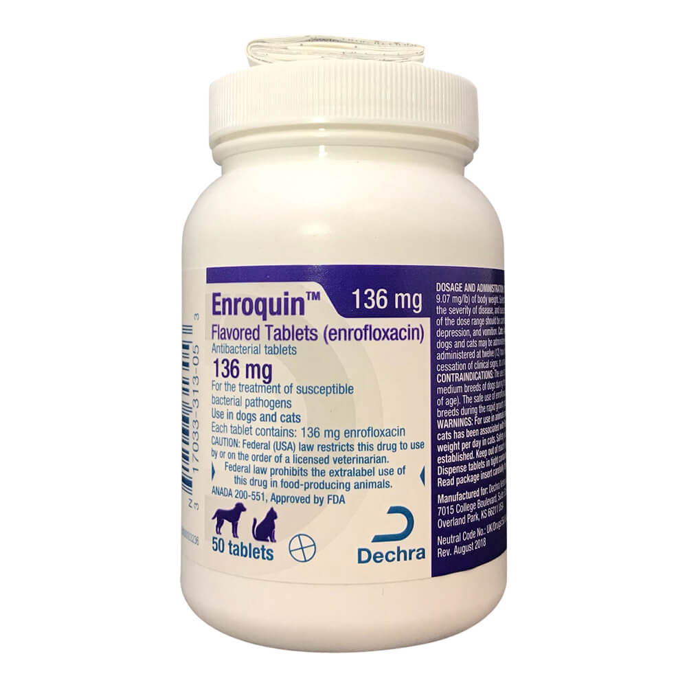 Rx Enroquin (enrofloxacin) Tablets for Dogs and Cats - Pet's Shop