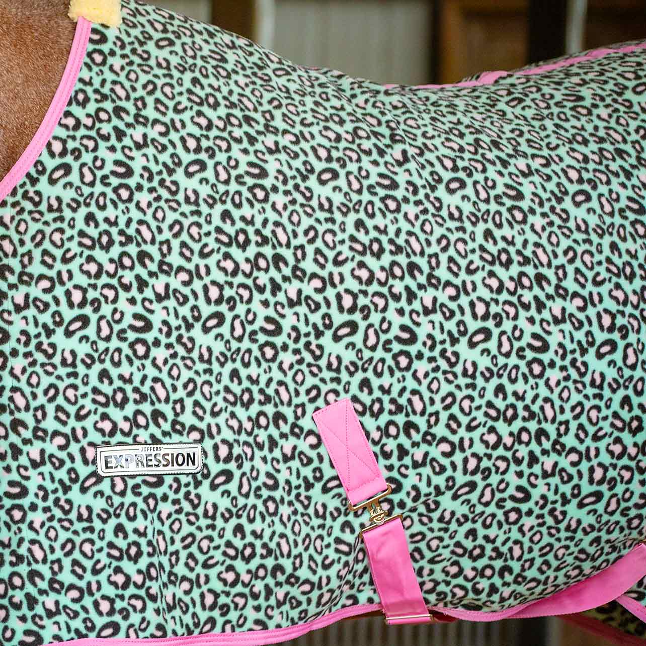 Expression Standard Neck Fleece Horse Cooler, Party Cheetah - Pet's Shop