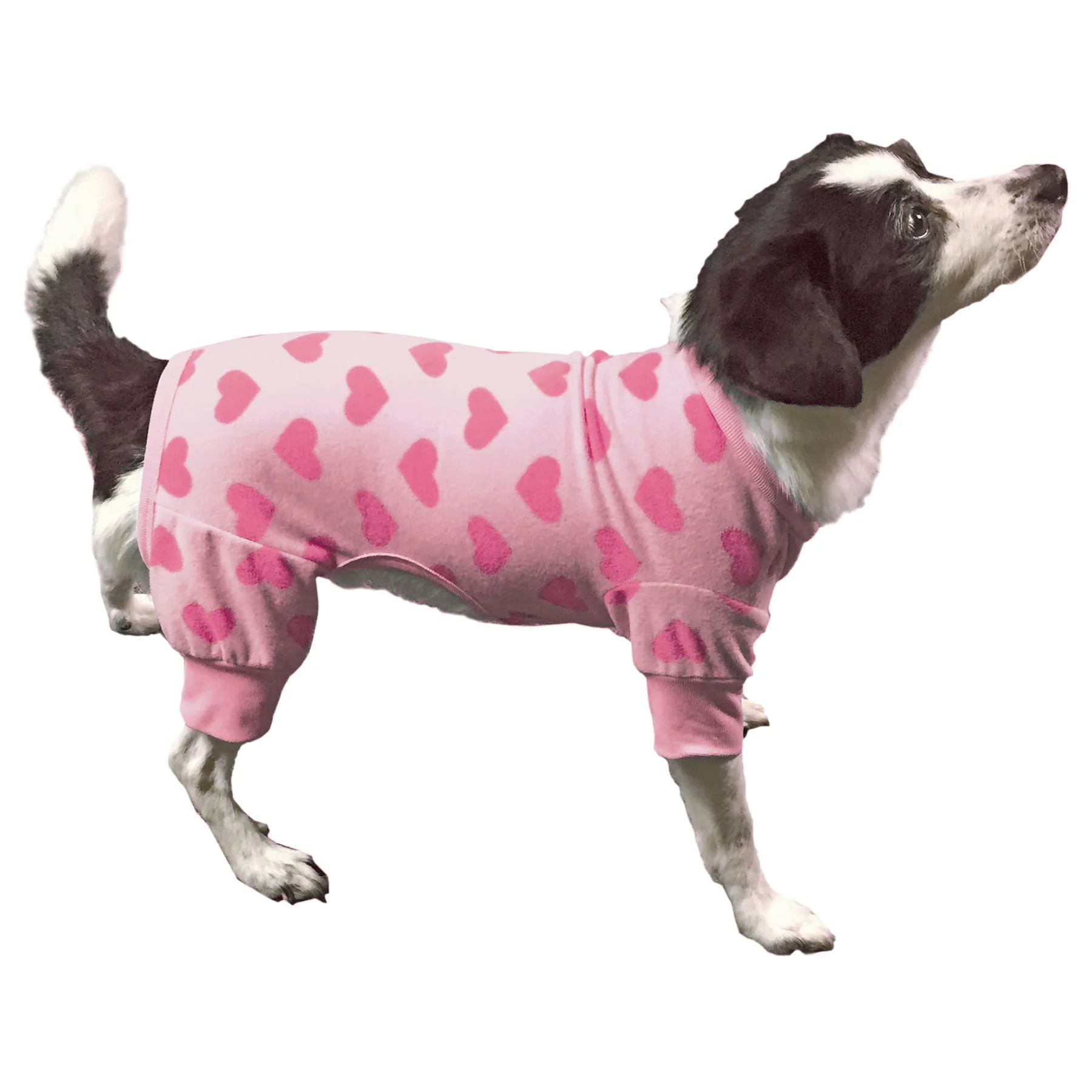 Pink Heart Fleece Dog Pajamas, XSmall - Pet's Shop