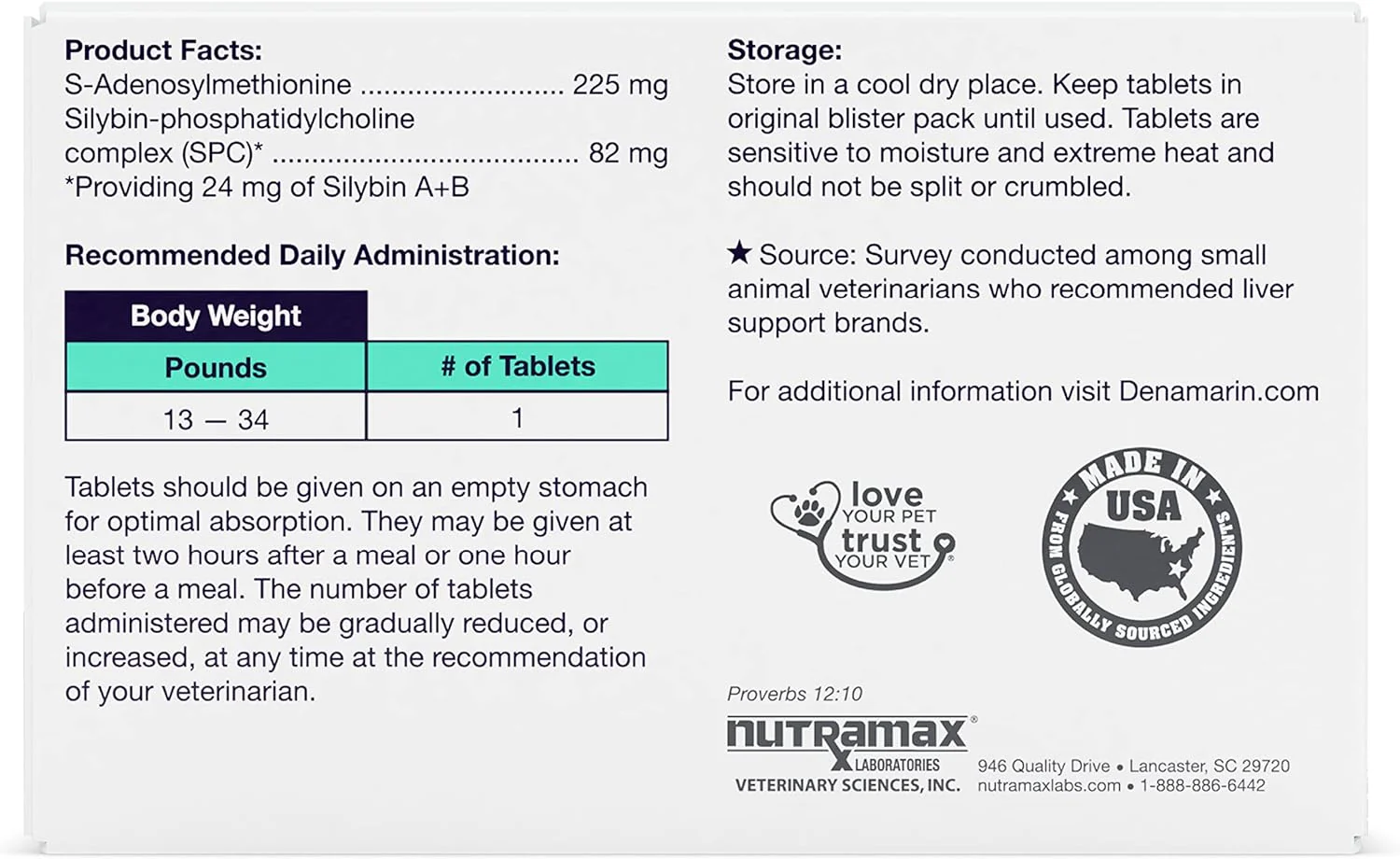 Nutramax Denamarin Liver Health, Stabilized Tablets - Pet's Shop
