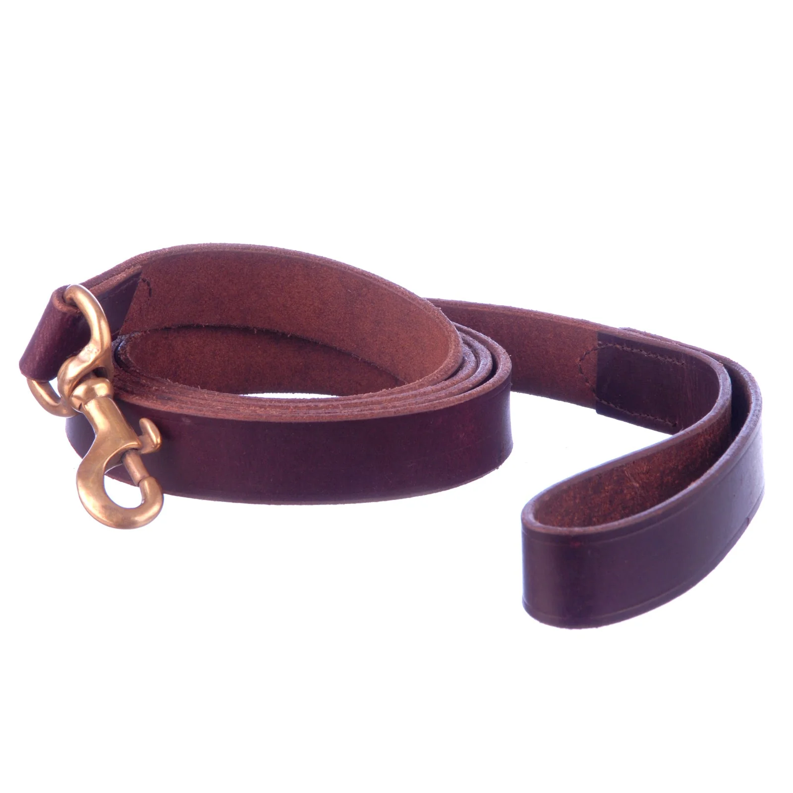 Flat Leather Dog Leash with Hand Strap Handle, 6'L - Pet's Shop
