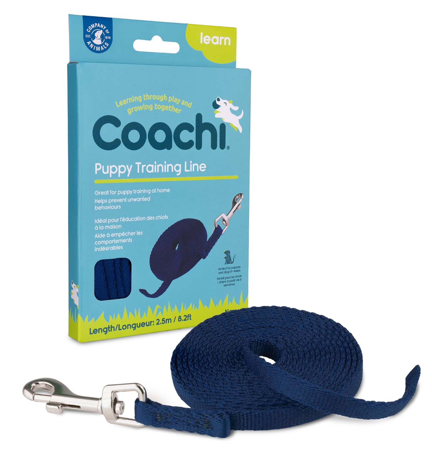Coachi Puppy Training Line, Navy, 2.5m - Pet's Shop