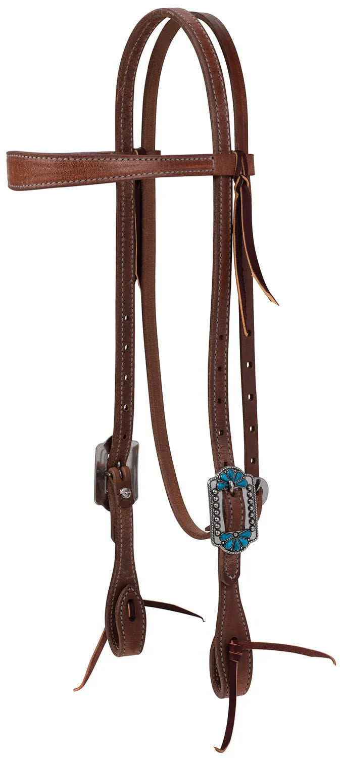 Weaver ProTack Turquoise Flower Browband Headstall - Pet's Shop
