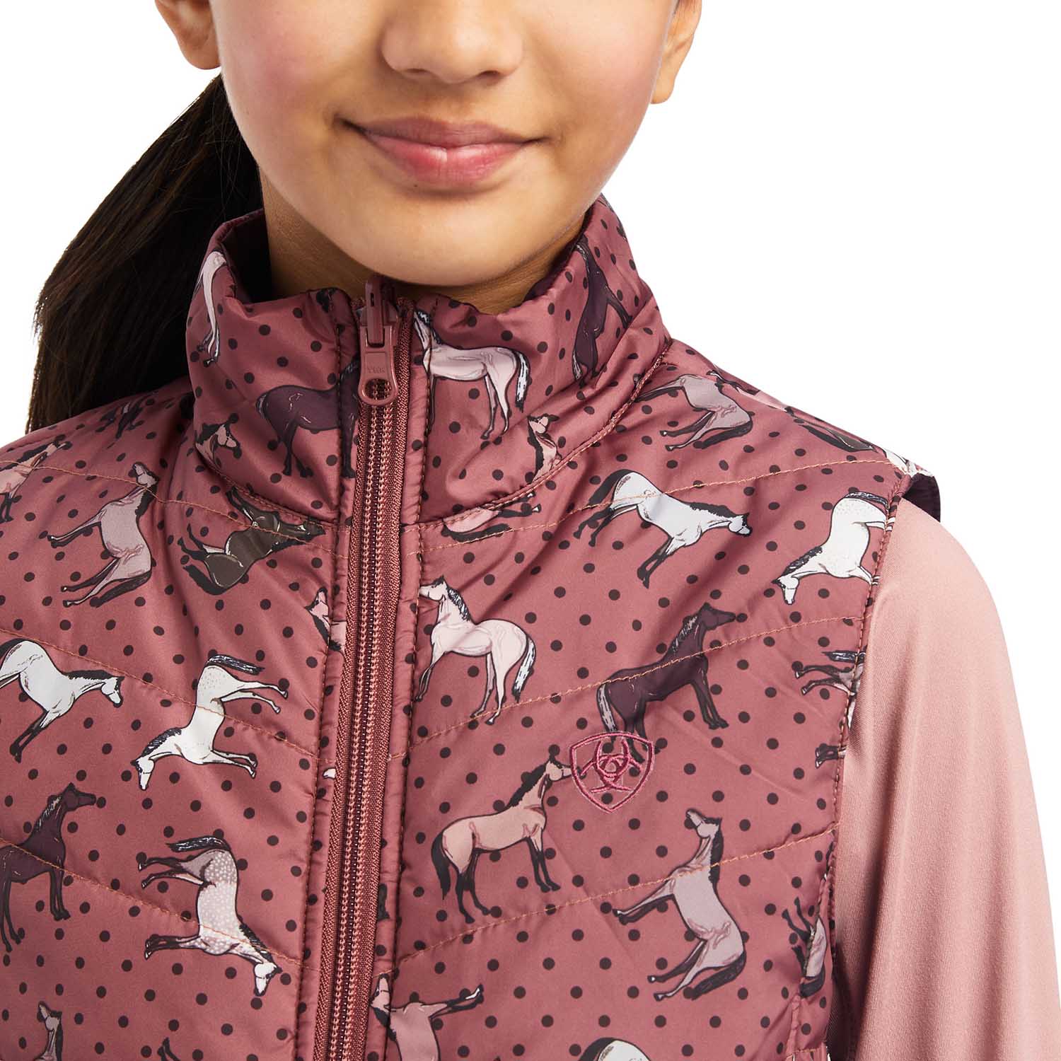 Ariat Girls Bella Reversible Vest, Wild Ponies, Mulberry - Pet's Shop