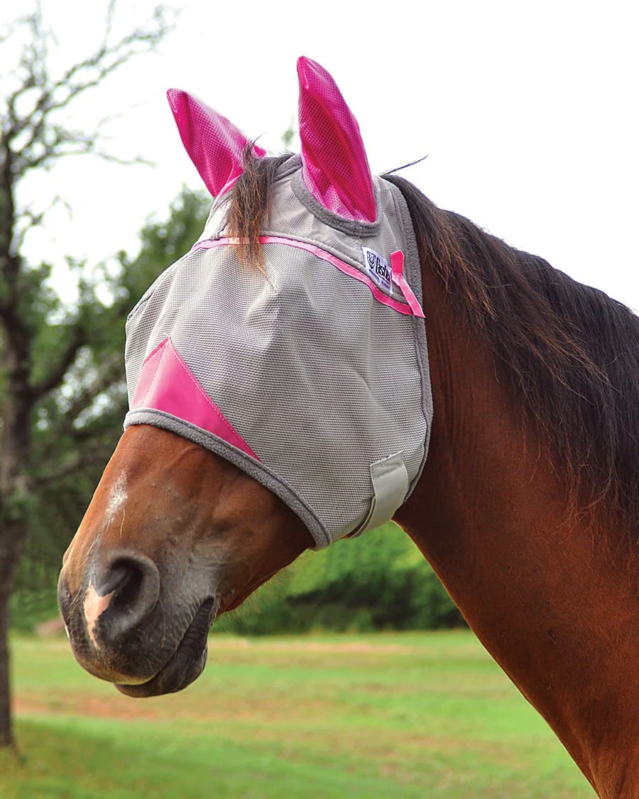 Cashel Crusader Breast Cancer Research (Pink) Fly Mask with Ears - Pet's Shop