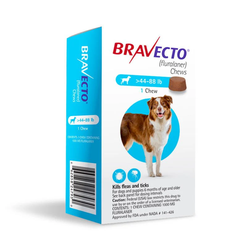 Bravecto Chews for Dogs (Fluralaner), 1 Chew - Pet's Shop