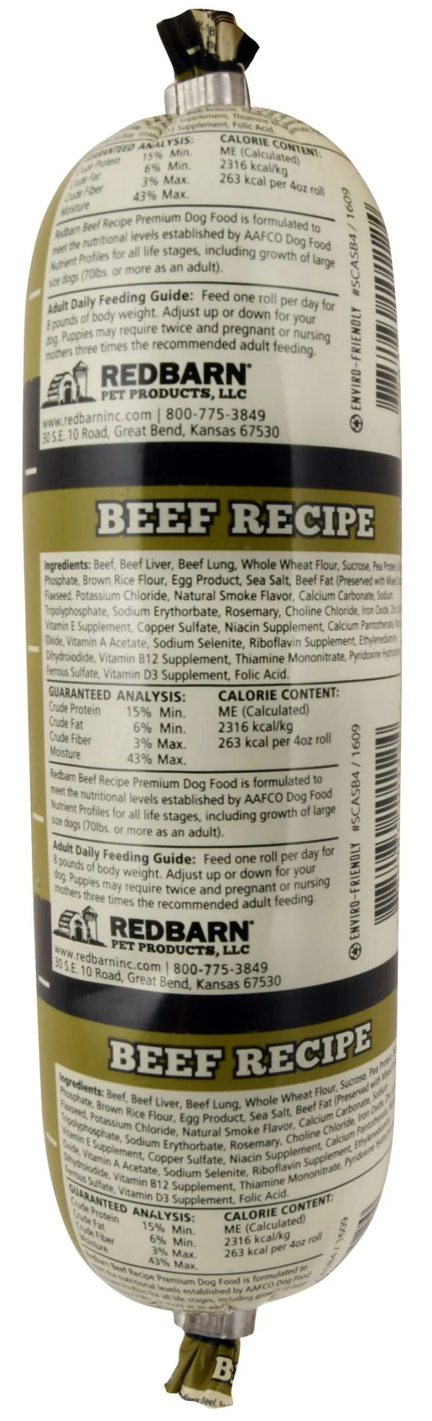 Redbarn Naturals Beef Recipe Dog Food Roll - Pet's Shop