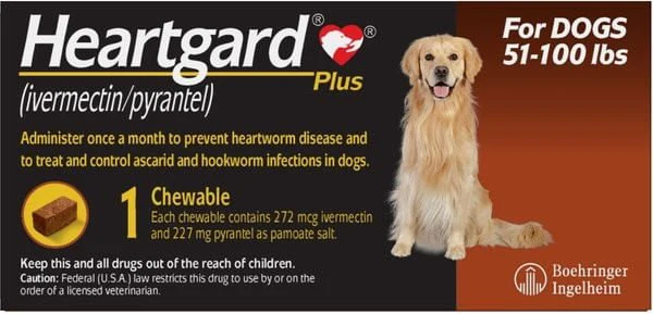 Rx Heartgard Plus (ivermectin/pyrantel) Chewable for Dogs, 1 Month - Pet's Shop