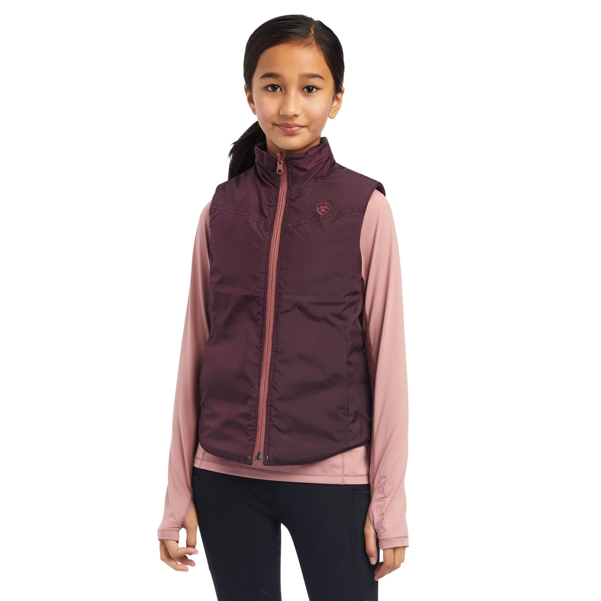 Ariat Girls Bella Reversible Vest, Wild Ponies, Mulberry - Pet's Shop