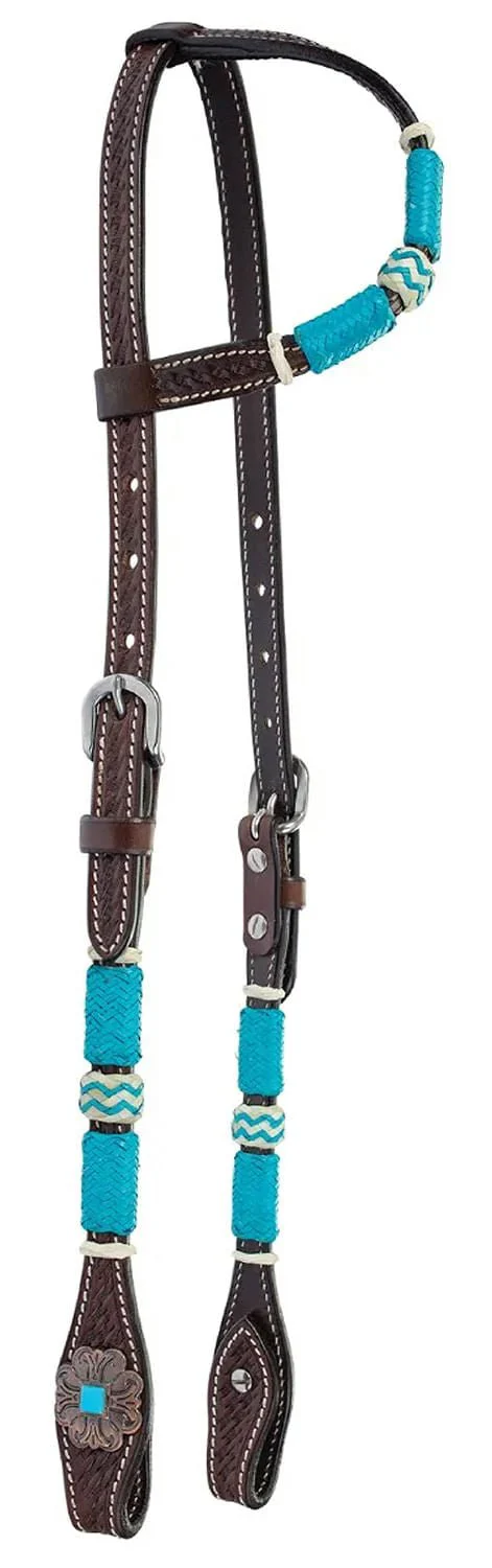 Circle Y Turquoise Round Up One Ear Headstall, Full - Pet's Shop