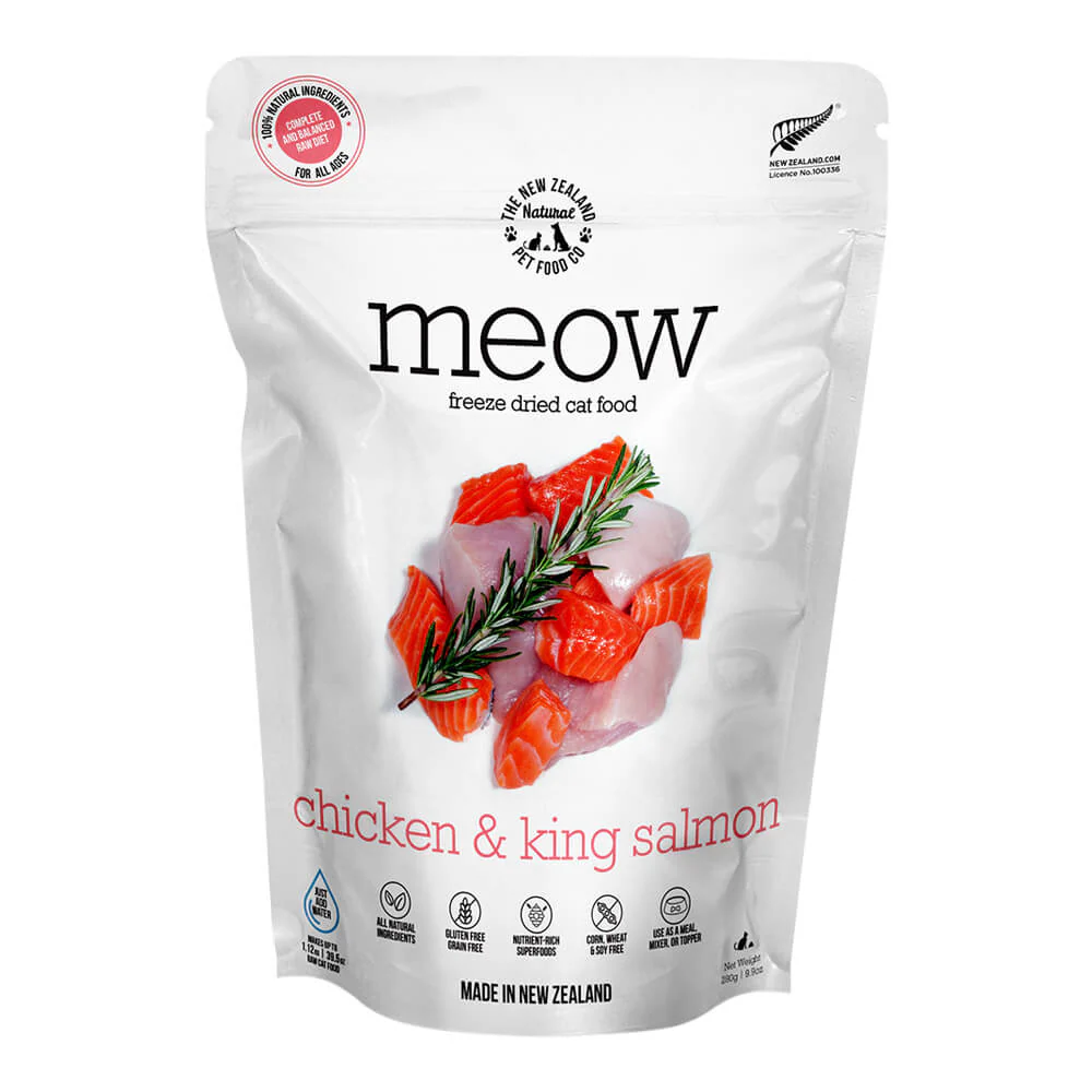 Meow Chicken & King Salmon Freeze Dried Food, 9.9 oz - Pet's Shop