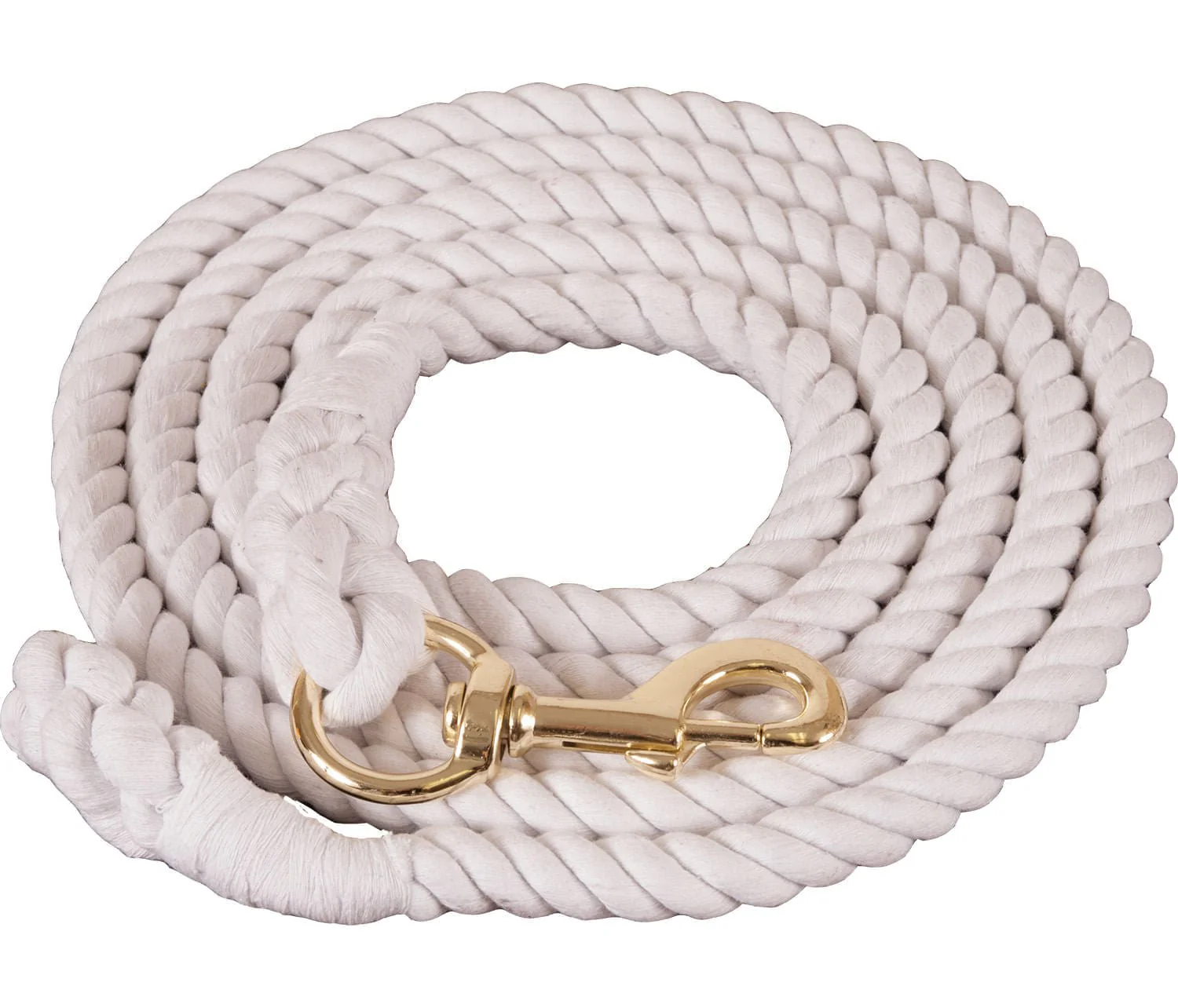 White Cotton Lead Rope w/ brass-plated bolt snap - Pet's Shop