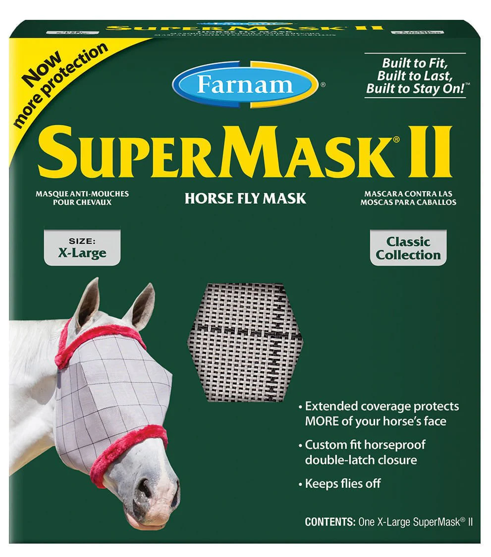 Farnam SuperMask II Classic Horse Fly Mask without Ears, XL Horse - Pet's Shop