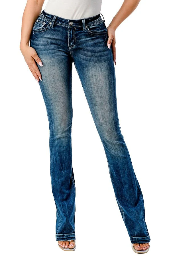 Grace in LA 3D Wing Mid Rise Bootcut Jeans - Pet's Shop