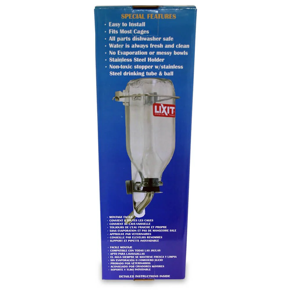 Lixit Glass Water Bottle, 32 oz with Tube - Pet's Shop