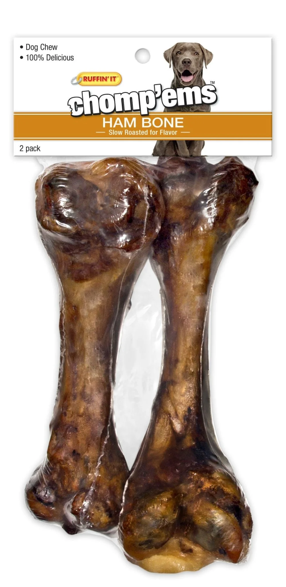 Chomp'ems 2-Pack Ham Bone Dog Chew Treat - Pet's Shop
