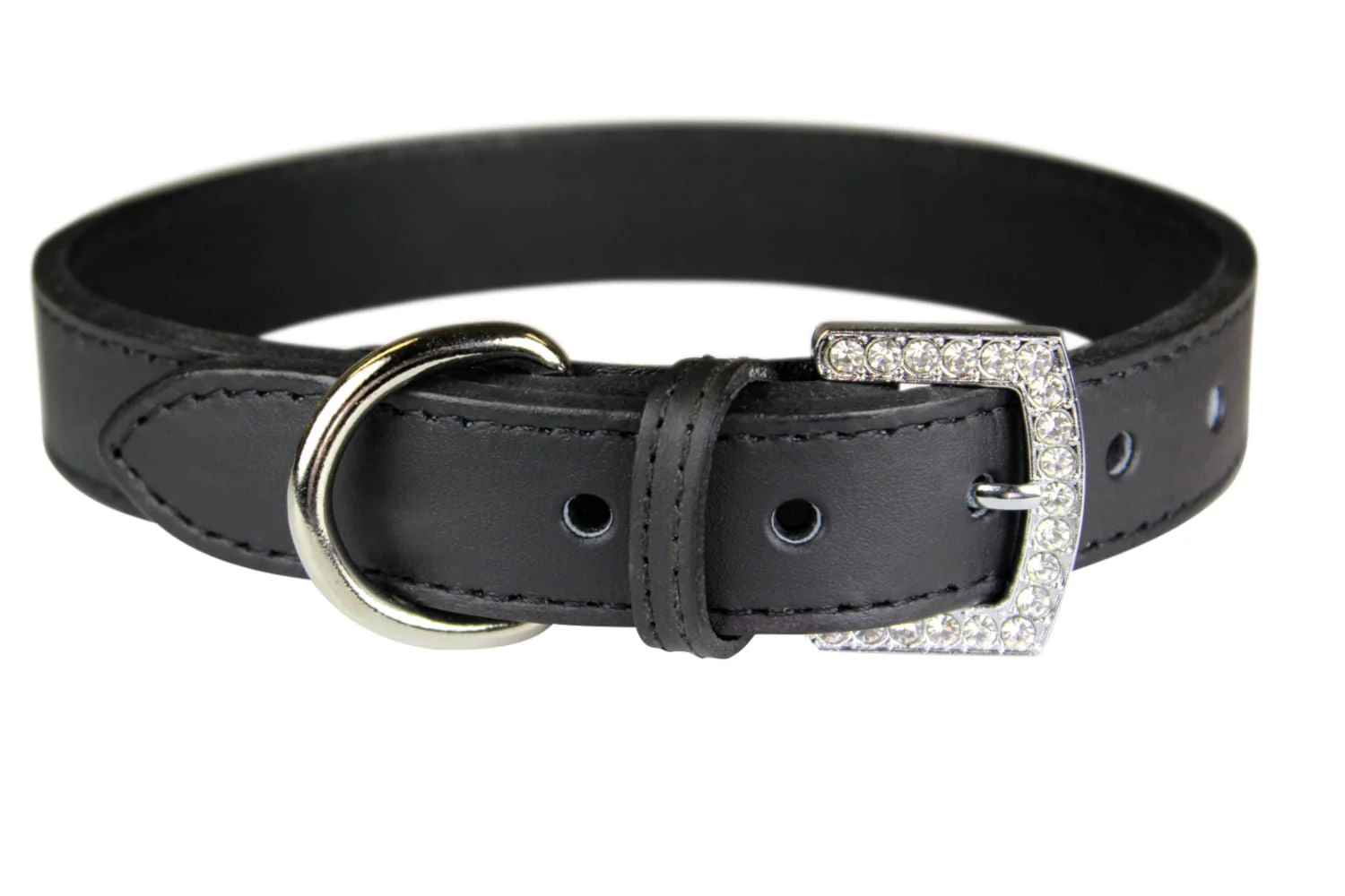 Crystal Buckle Made in USA Leather Dog Collar - Pet's Shop