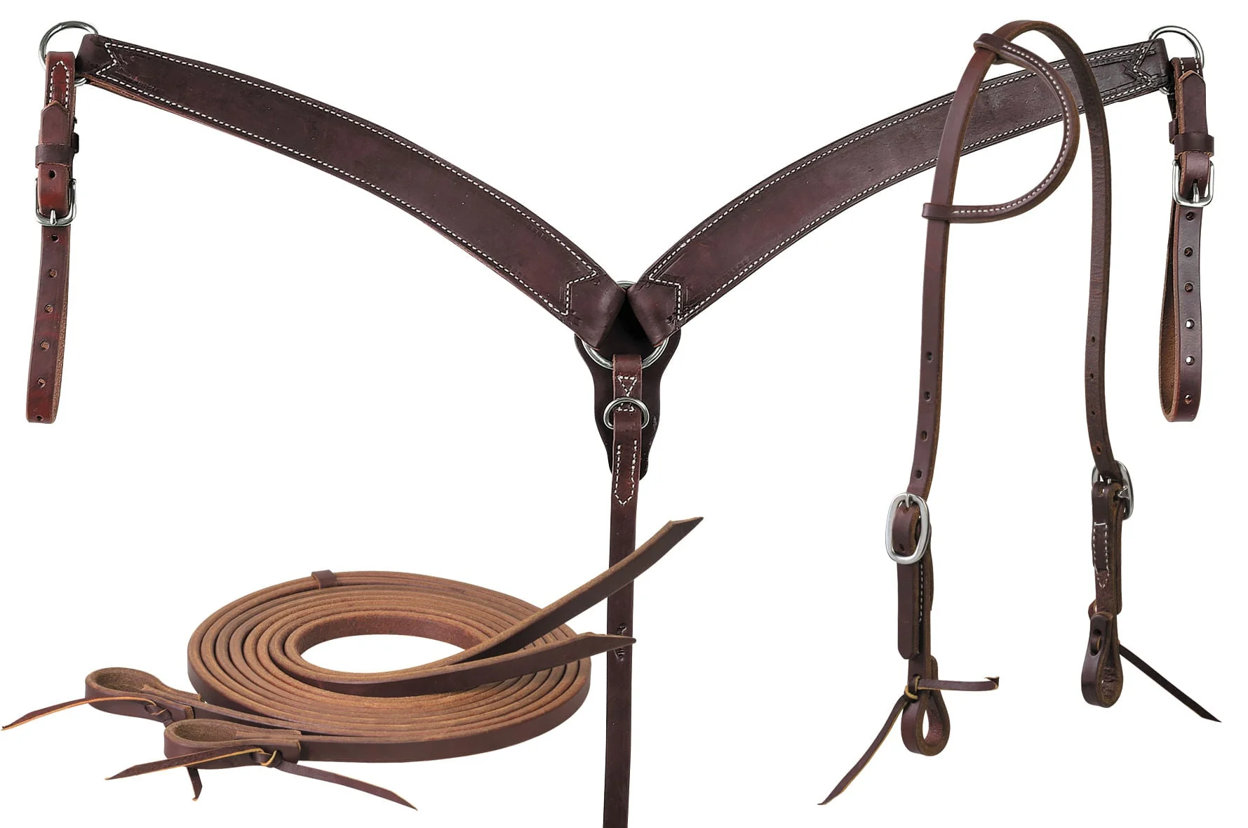 Oiled Harness Leather Tack Set with Sliding Ear Headstall Kit - Pet's Shop